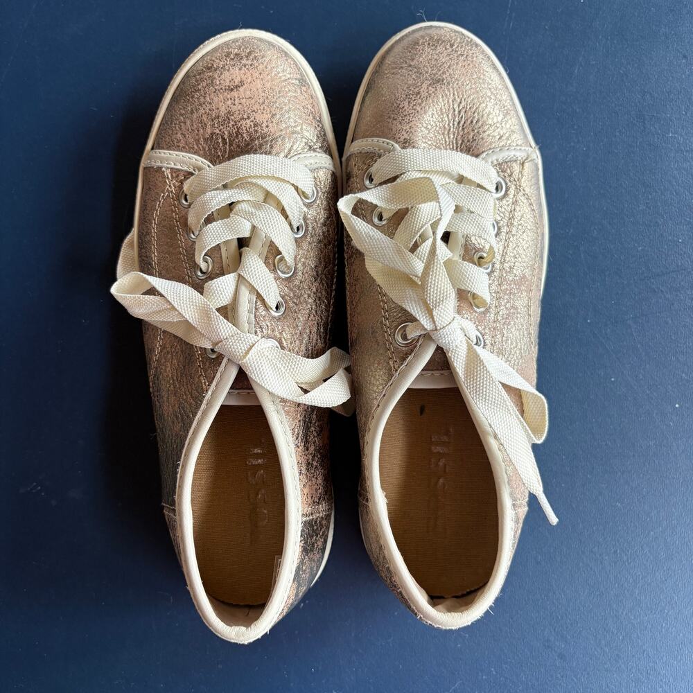 Fossil Gold Metallic Shimmer Statement Sneakers L… - image 4